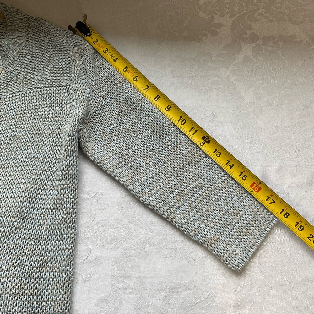Eddie Bauer Linen Blend Cardigan Oatmeal Beige 3/4 Sleeve Knit Size Small - Picture 7 of 8